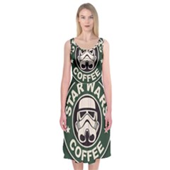 Stormtrooper Coffee Midi Sleeveless Dress by Cendanart