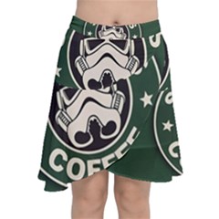 Stormtrooper Coffee Chiffon Wrap Front Skirt by Cendanart