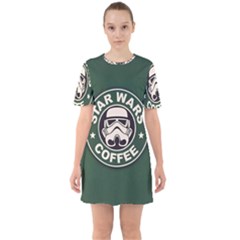 Stormtrooper Coffee Sixties Short Sleeve Mini Dress by Cendanart