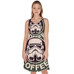 Stormtrooper Coffee Knee Length Skater Dress With Pockets by Cendanart