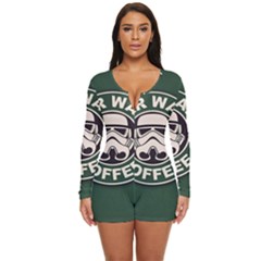 Stormtrooper Coffee Long Sleeve Boyleg Swimsuit by Cendanart