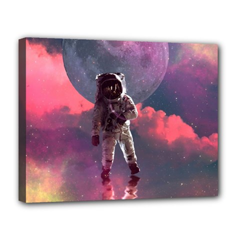 Aesthetic Astronautics Atmosphere Blue Clouds Cosmos Fantasy Galaxy Canvas 14  X 11  (stretched) by Cendanart