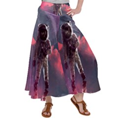 Aesthetic Astronautics Atmosphere Blue Clouds Cosmos Fantasy Galaxy Women s Satin Palazzo Pants by Cendanart