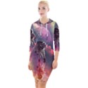 Aesthetic Astronautics Atmosphere Blue Clouds Cosmos Fantasy Galaxy Quarter Sleeve Hood Bodycon Dress View1