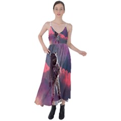 Aesthetic Astronautics Atmosphere Blue Clouds Cosmos Fantasy Galaxy Tie Back Maxi Dress by Cendanart