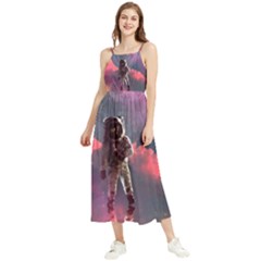 Aesthetic Astronautics Atmosphere Blue Clouds Cosmos Fantasy Galaxy Boho Sleeveless Summer Dress by Cendanart