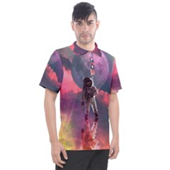 Aesthetic Astronautics Atmosphere Blue Clouds Cosmos Fantasy Galaxy Men s Polo T-shirt by Cendanart