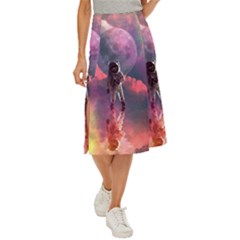 Aesthetic Astronautics Atmosphere Blue Clouds Cosmos Fantasy Galaxy Midi Panel Skirt by Cendanart