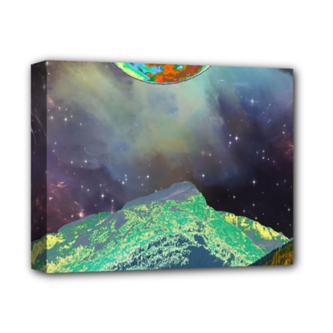 Psychedelic Universe Color Moon Planet Space Deluxe Canvas 14  X 11  (stretched) by Cendanart