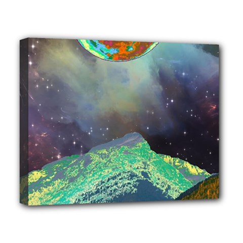 Psychedelic Universe Color Moon Planet Space Deluxe Canvas 20  X 16  (stretched) by Cendanart