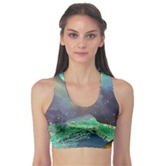 Psychedelic Universe Color Moon Planet Space Fitness Sports Bra by Cendanart