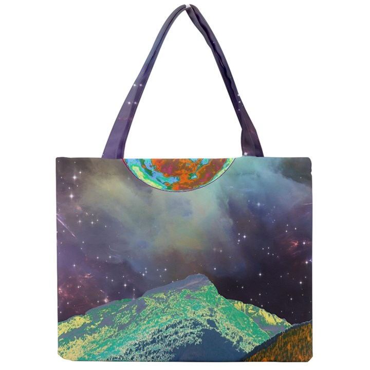 Psychedelic Universe Color Moon Planet Space Mini Tote Bag