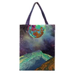 Psychedelic Universe Color Moon Planet Space Classic Tote Bag by Cendanart