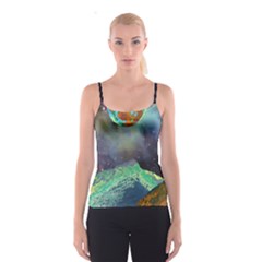 Psychedelic Universe Color Moon Planet Space Spaghetti Strap Top by Cendanart