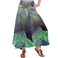 Psychedelic Universe Color Moon Planet Space Women s Satin Palazzo Pants by Cendanart