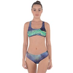 Psychedelic Universe Color Moon Planet Space Criss Cross Bikini Set