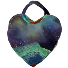 Psychedelic Universe Color Moon Planet Space Giant Heart Shaped Tote by Cendanart