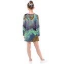 Psychedelic Universe Color Moon Planet Space Kids  Long Sleeve Dress View2