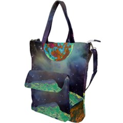 Psychedelic Universe Color Moon Planet Space Shoulder Tote Bag by Cendanart