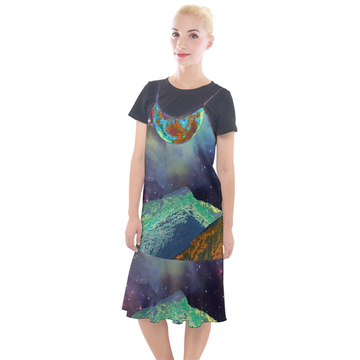 Psychedelic Universe Color Moon Planet Space Camis Fishtail Dress