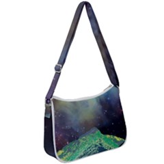 Psychedelic Universe Color Moon Planet Space Zip Up Shoulder Bag by Cendanart