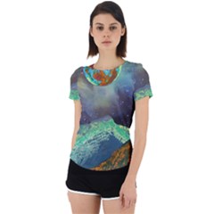 Psychedelic Universe Color Moon Planet Space Back Cut Out Sport T-shirt by Cendanart