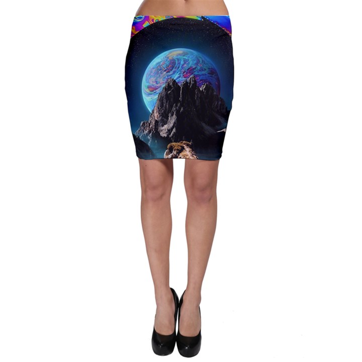 Aesthetic Psychedelic Drawings Art Acid Space Bodycon Skirt