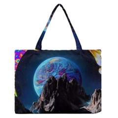 Aesthetic Psychedelic Drawings Art Acid Space Zipper Medium Tote Bag by Cendanart