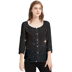 Sky Black Star Night Space Edge Super Dark Universe Chiffon Quarter Sleeve Blouse by Cendanart