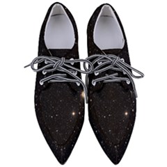 Sky Black Star Night Space Edge Super Dark Universe Pointed Oxford Shoes by Cendanart