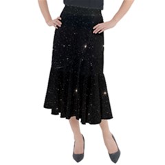 Sky Black Star Night Space Edge Super Dark Universe Midi Mermaid Skirt by Cendanart