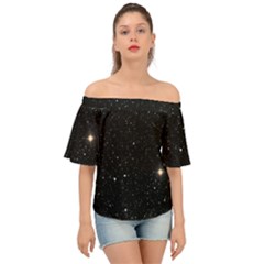 Sky Black Star Night Space Edge Super Dark Universe Off Shoulder Short Sleeve Top by Cendanart