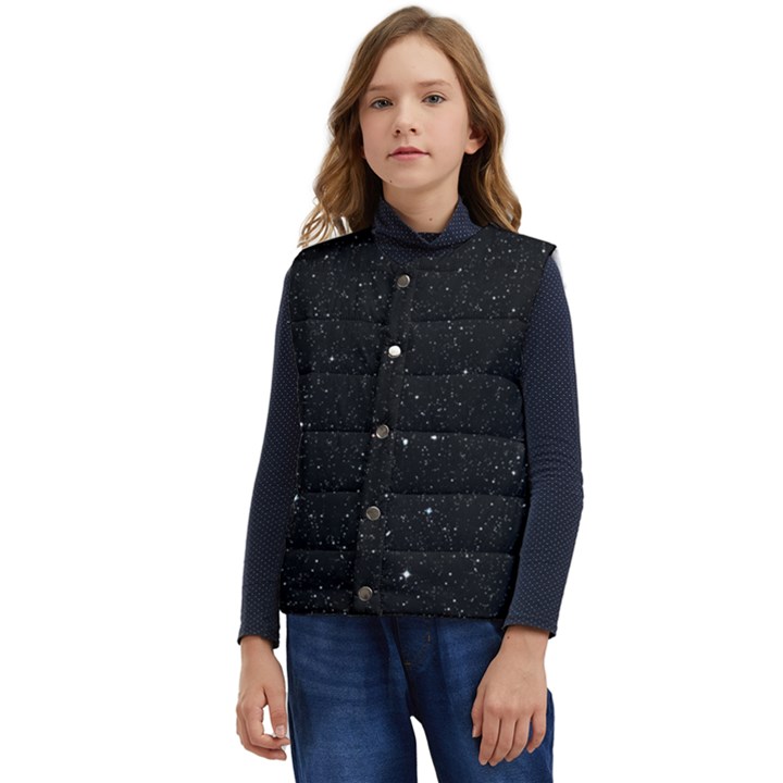 Sky Black Star Night Space Edge Super Dark Universe Kid s Button Up Puffer Vest	