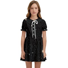 Sky Black Star Night Space Edge Super Dark Universe Kids  Sweet Collar Dress by Cendanart