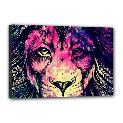 Psychedelic Lion Canvas 18  X 12  (stretched) by Cendanart