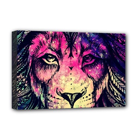 Psychedelic Lion Deluxe Canvas 18  X 12  (stretched) by Cendanart