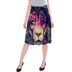 Psychedelic Lion Midi Beach Skirt by Cendanart