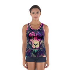 Psychedelic Lion Sport Tank Top  by Cendanart