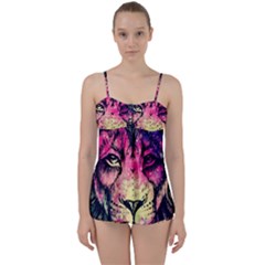 Psychedelic Lion Babydoll Tankini Set by Cendanart