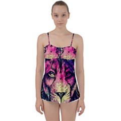 Psychedelic Lion Babydoll Tankini Top by Cendanart