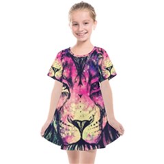 Psychedelic Lion Kids  Smock Dress by Cendanart