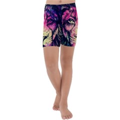 Psychedelic Lion Kids  Lightweight Velour Capri Yoga Leggings by Cendanart