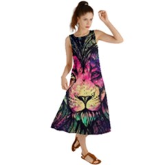 Psychedelic Lion Summer Maxi Dress by Cendanart