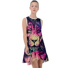 Psychedelic Lion Frill Swing Dress by Cendanart