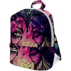 Psychedelic Lion Zip Up Backpack by Cendanart