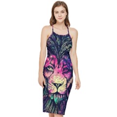 Psychedelic Lion Bodycon Cross Back Summer Dress by Cendanart