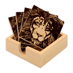 Psychedelic Lion Bamboo Coaster Set by Cendanart