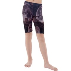 In The Cosmos Moon Sci-fi Space Sky Kids  Mid Length Swim Shorts by Cendanart