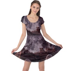 In The Cosmos Moon Sci-fi Space Sky Cap Sleeve Dress by Cendanart