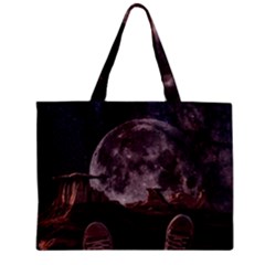 In The Cosmos Moon Sci-fi Space Sky Zipper Mini Tote Bag by Cendanart